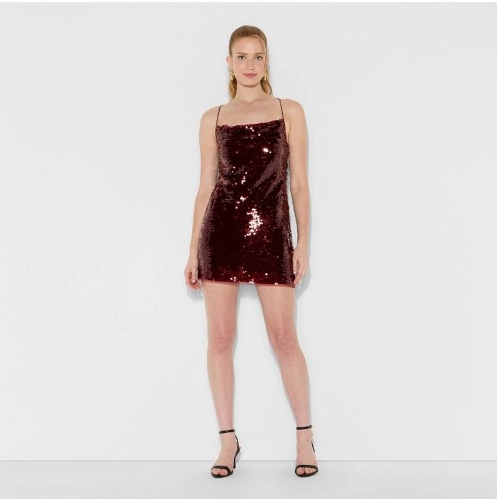 #120 MSRP $35 NWT WILD FABLE BURGUNDY SEQUIN MINI ♡SIZE XXS, S, L XL & XXL♡